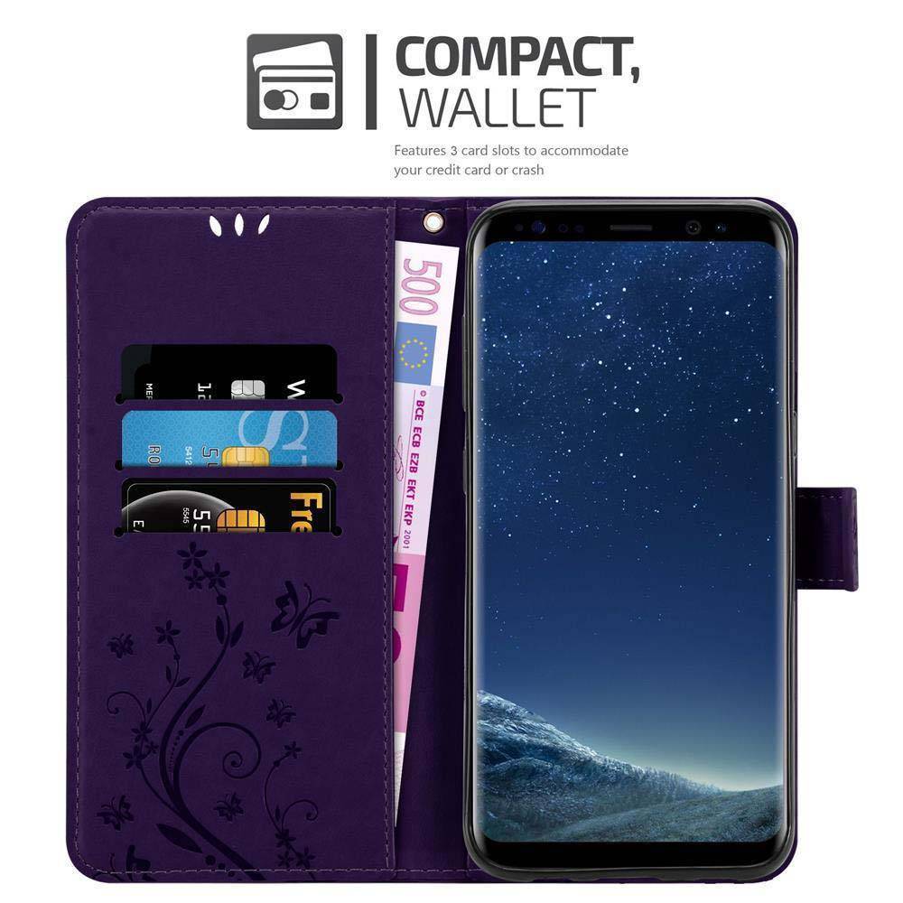 Cadorabo Hülle für Samsung Galaxy S8 Schutz Hülle in Lila Schutzhülle Handy Hülle Etui Case Blumen Flower