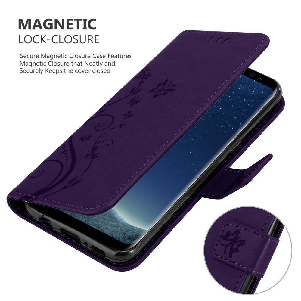 Cadorabo Hülle für Samsung Galaxy S8 Schutz Hülle in Lila Schutzhülle Handy Hülle Etui Case Blumen Flower