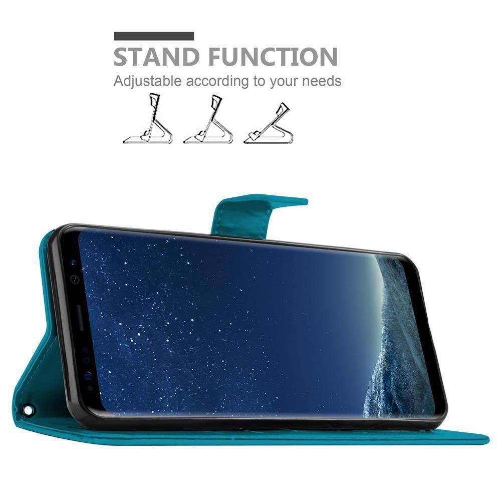 Cadorabo Hülle für Samsung Galaxy S8 Schutz Hülle in Blau Schutzhülle Handy Hülle Etui Case Blumen Flower