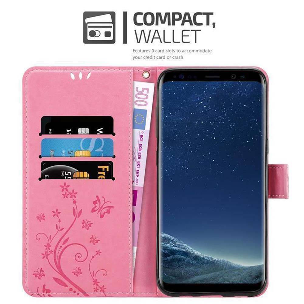 Cadorabo Hülle für Samsung Galaxy S8 Schutz Hülle in Rosa Schutzhülle Handy Hülle Etui Case Blumen Flower