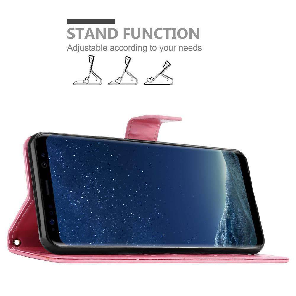 Cadorabo Hülle für Samsung Galaxy S8 Schutz Hülle in Rosa Schutzhülle Handy Hülle Etui Case Blumen Flower