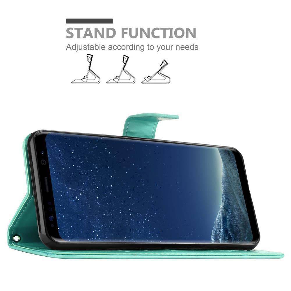 Cadorabo Hülle für Samsung Galaxy S8 PLUS Schutz Hülle in Türkis Schutzhülle Handy Hülle Etui Case Blumen Flower