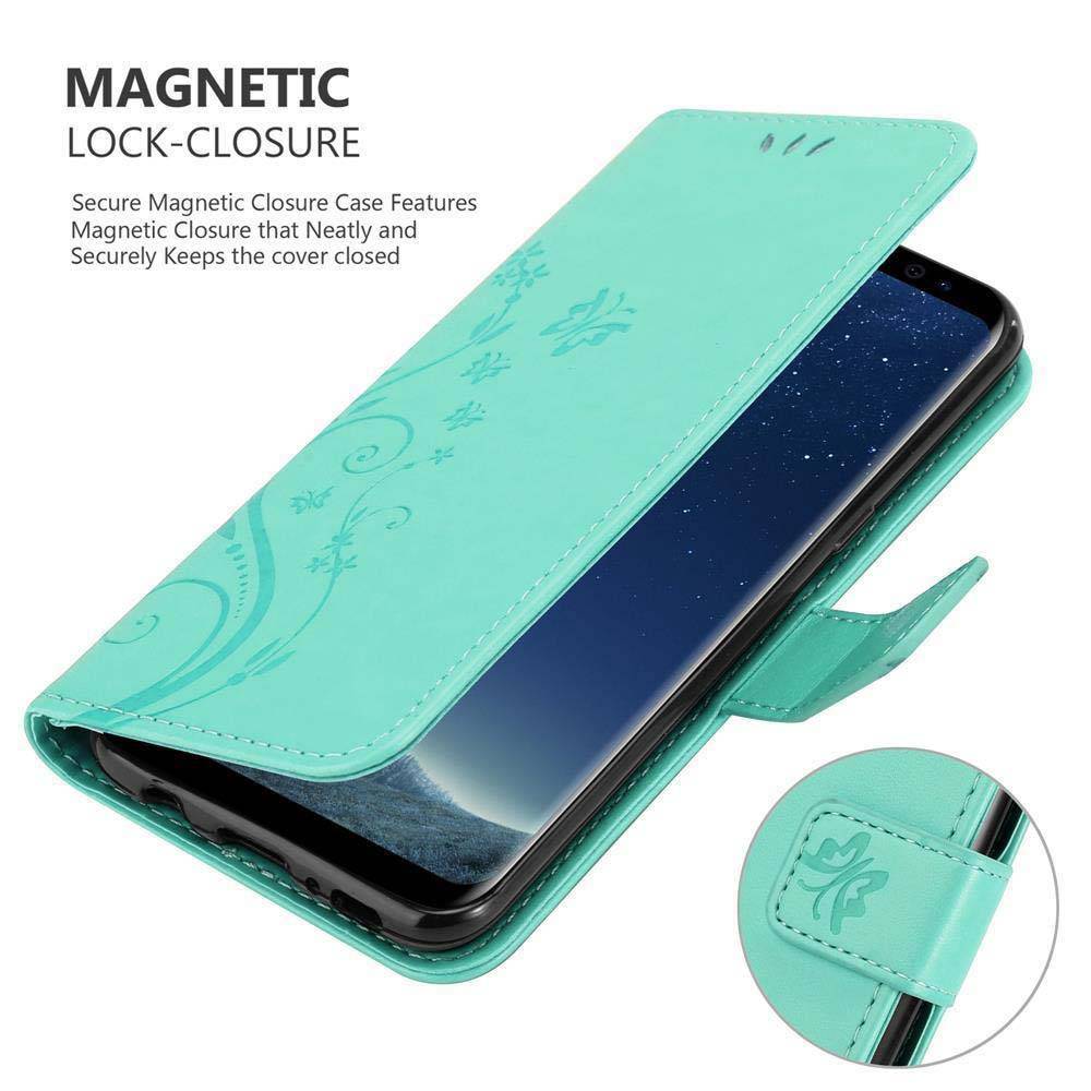 Cadorabo Hülle für Samsung Galaxy S8 PLUS Schutz Hülle in Türkis Schutzhülle Handy Hülle Etui Case Blumen Flower