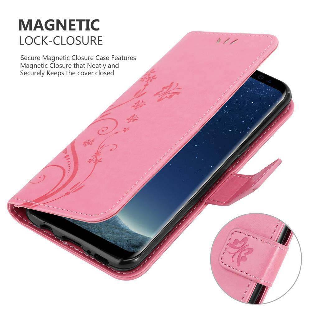 Cadorabo Hülle für Samsung Galaxy S8 PLUS Schutz Hülle in Rosa Schutzhülle Handy Hülle Etui Case Blumen Flower