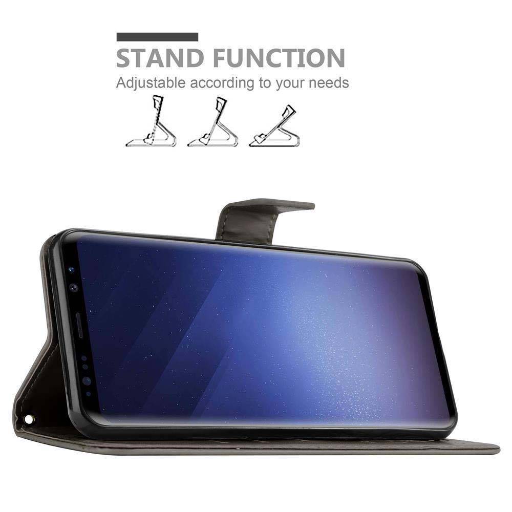 Cadorabo Hülle für Samsung Galaxy S9 Schutz Hülle in Grau Schutzhülle Handy Hülle Etui Case Blumen Flower