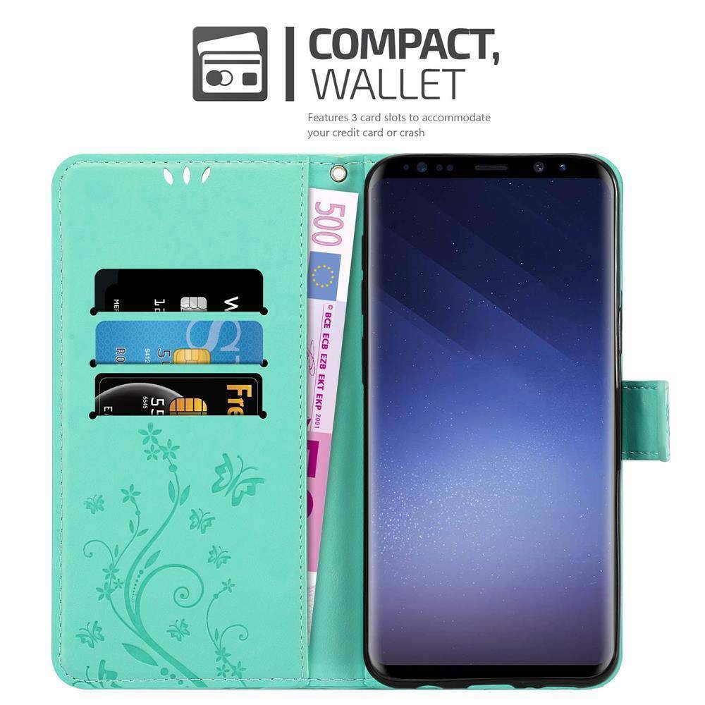 Cadorabo Hülle für Samsung Galaxy S9 Schutz Hülle in Türkis Schutzhülle Handy Hülle Etui Case Blumen Flower