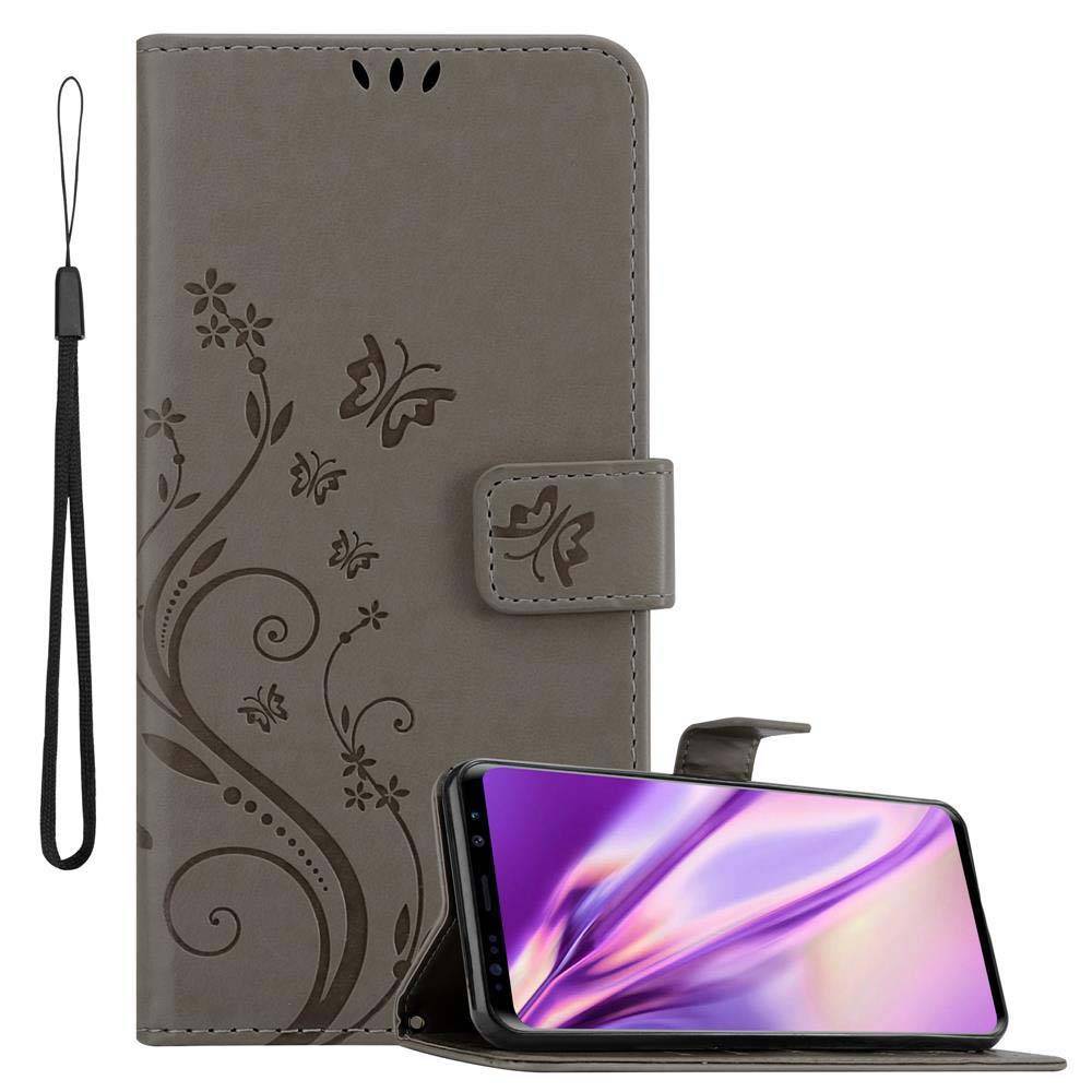 Cadorabo Hülle für Samsung Galaxy S9 PLUS Schutz Hülle in Grau Schutzhülle Handy Hülle Etui Case Blumen Flower