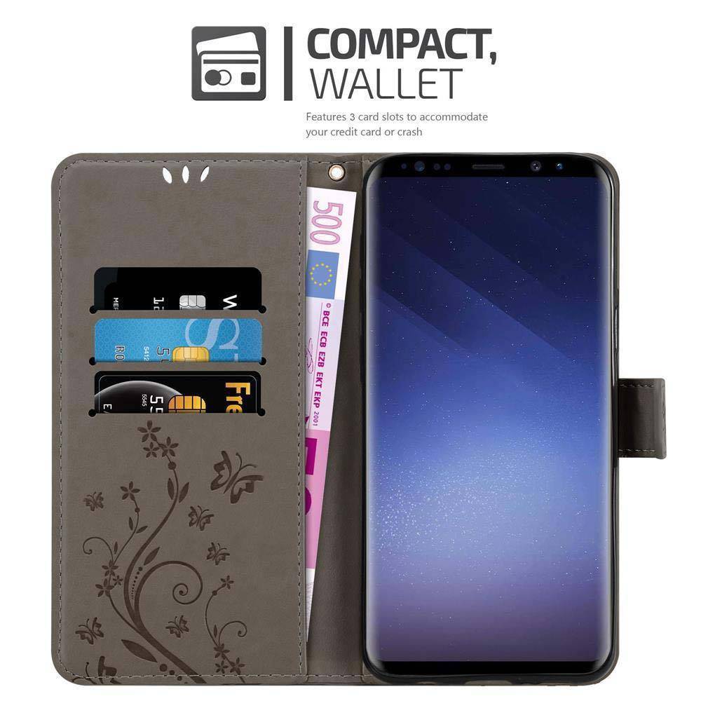Cadorabo Hülle für Samsung Galaxy S9 PLUS Schutz Hülle in Grau Schutzhülle Handy Hülle Etui Case Blumen Flower