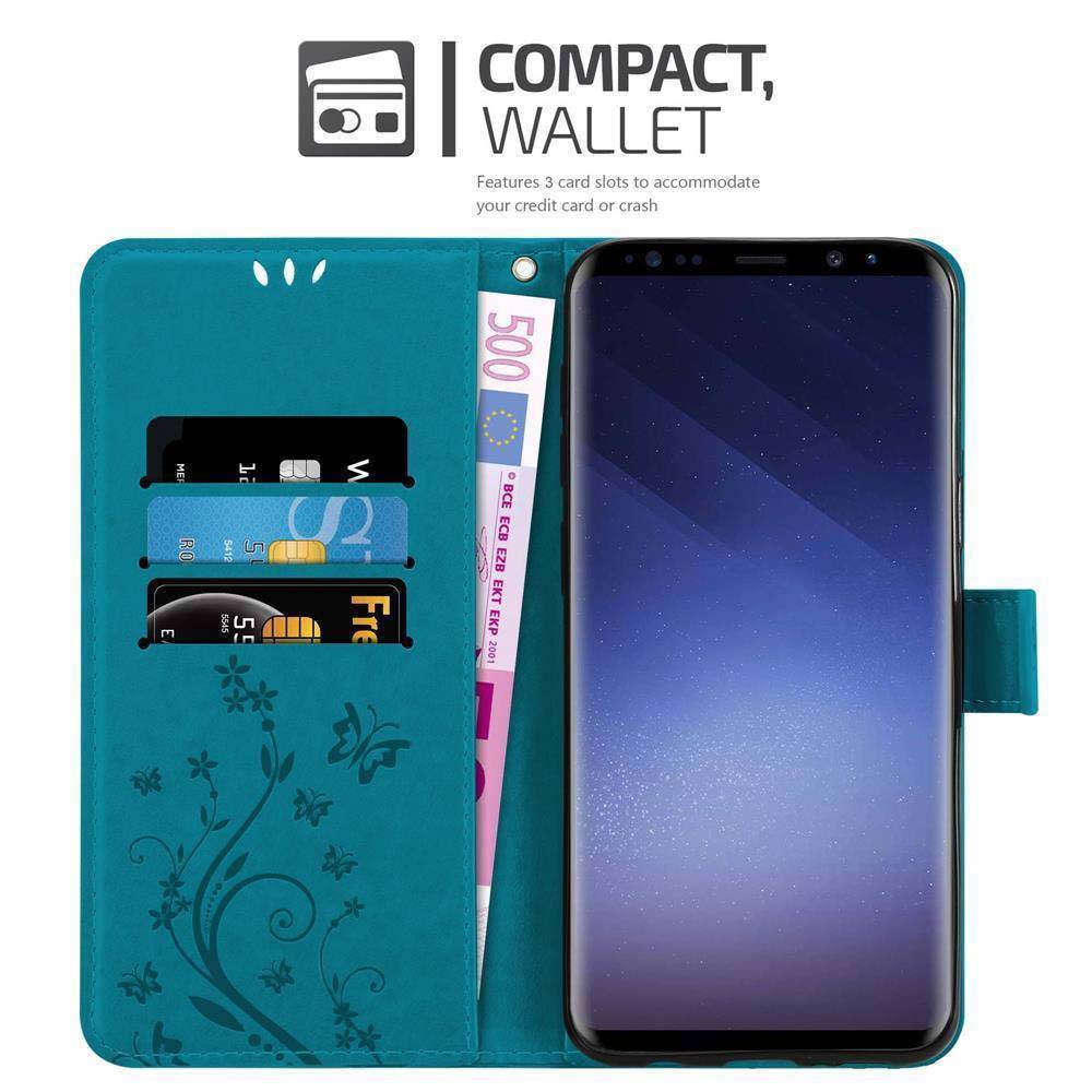 Cadorabo Hülle für Samsung Galaxy S9 PLUS Schutz Hülle in Blau Schutzhülle Handy Hülle Etui Case Blumen Flower