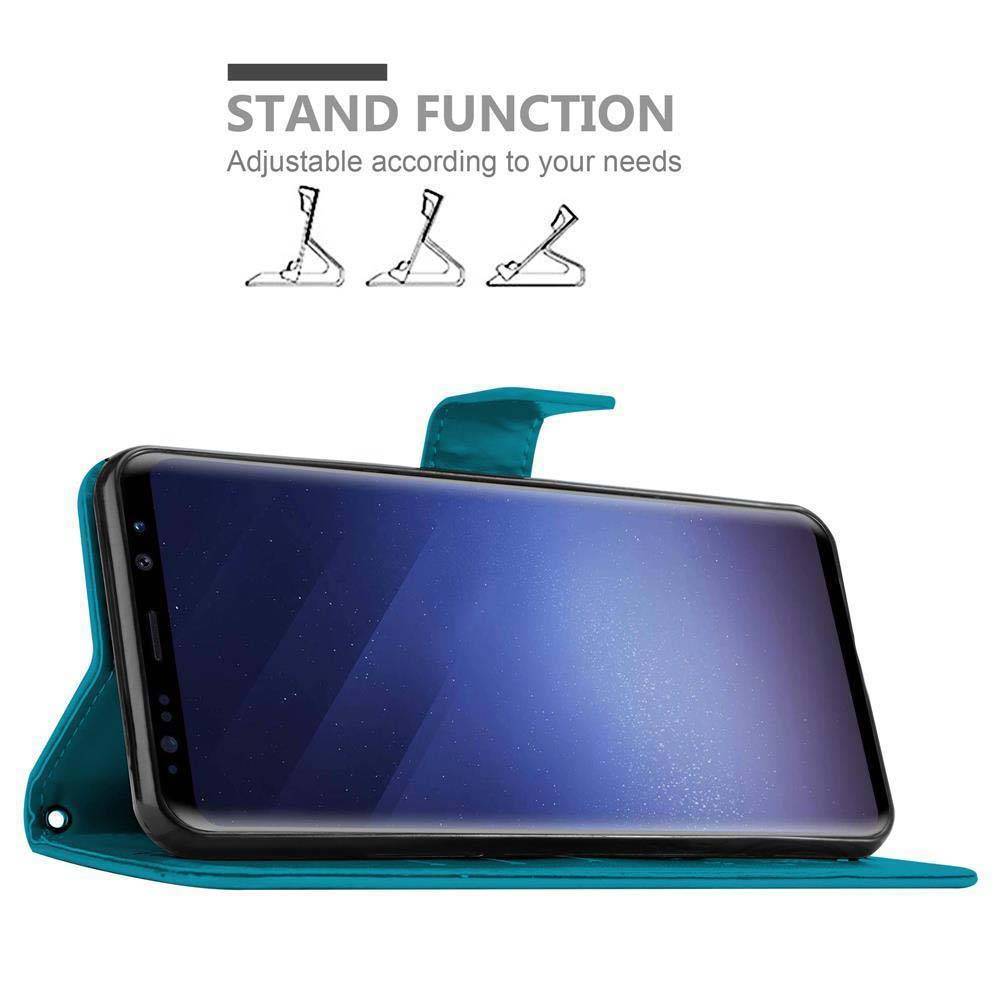 Cadorabo Hülle für Samsung Galaxy S9 PLUS Schutz Hülle in Blau Schutzhülle Handy Hülle Etui Case Blumen Flower