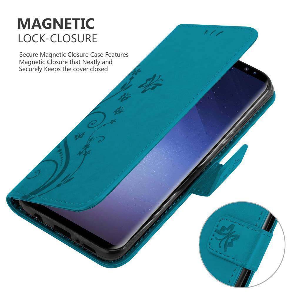 Cadorabo Hülle für Samsung Galaxy S9 PLUS Schutz Hülle in Blau Schutzhülle Handy Hülle Etui Case Blumen Flower