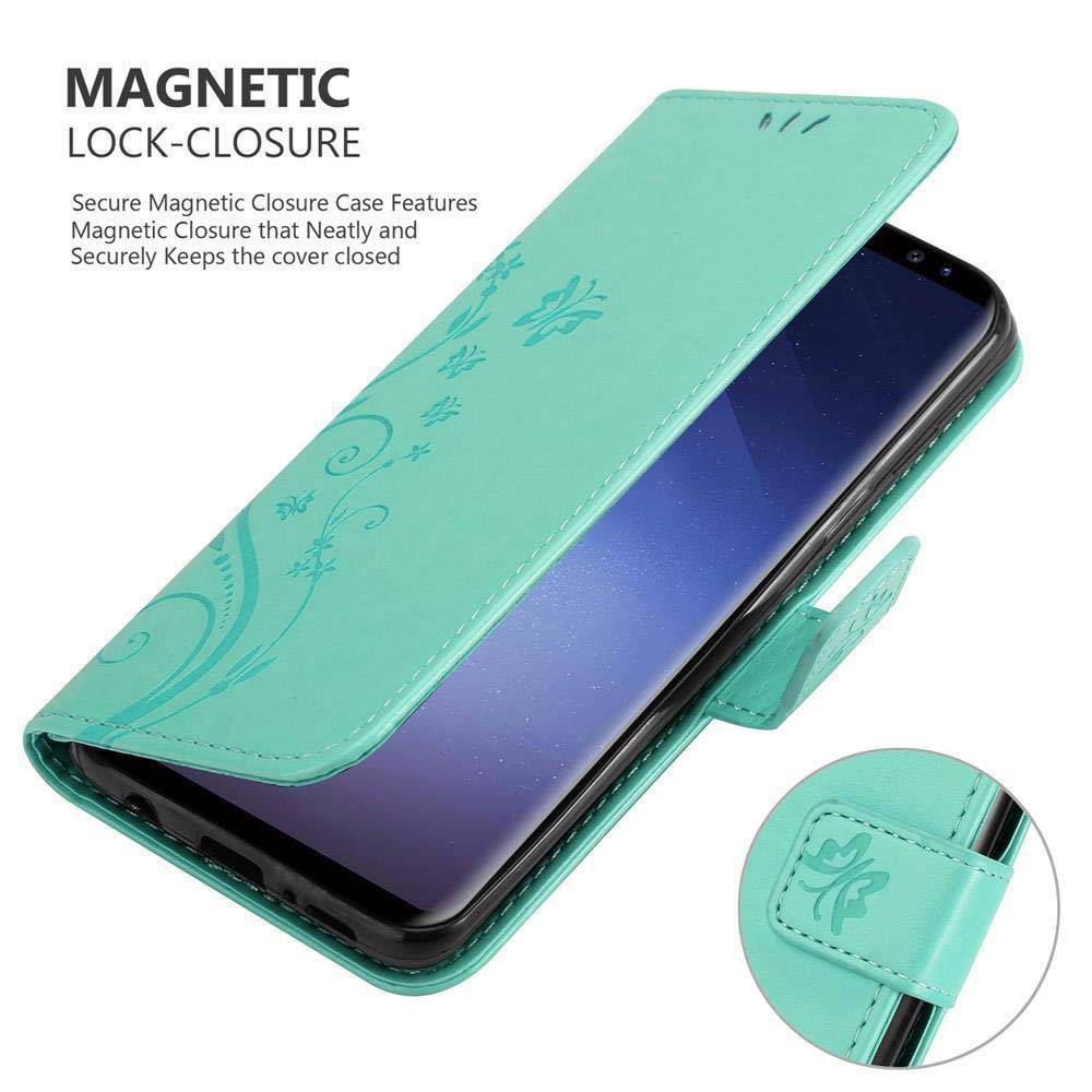 Cadorabo Hülle für Samsung Galaxy S9 PLUS Schutz Hülle in Türkis Schutzhülle Handy Hülle Etui Case Blumen Flower