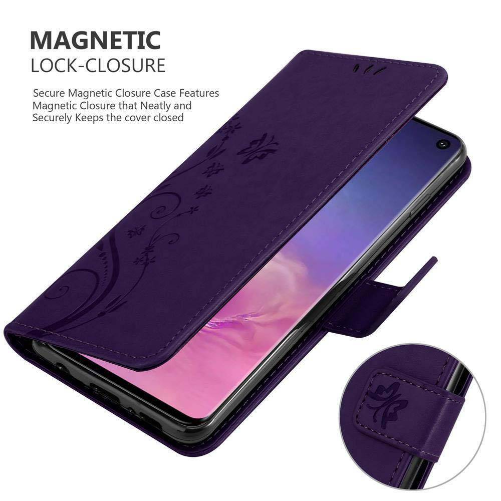 Cadorabo Hülle für Samsung Galaxy S10 4G Schutz Hülle in Lila Schutzhülle Handy Hülle Etui Case Blumen Flower