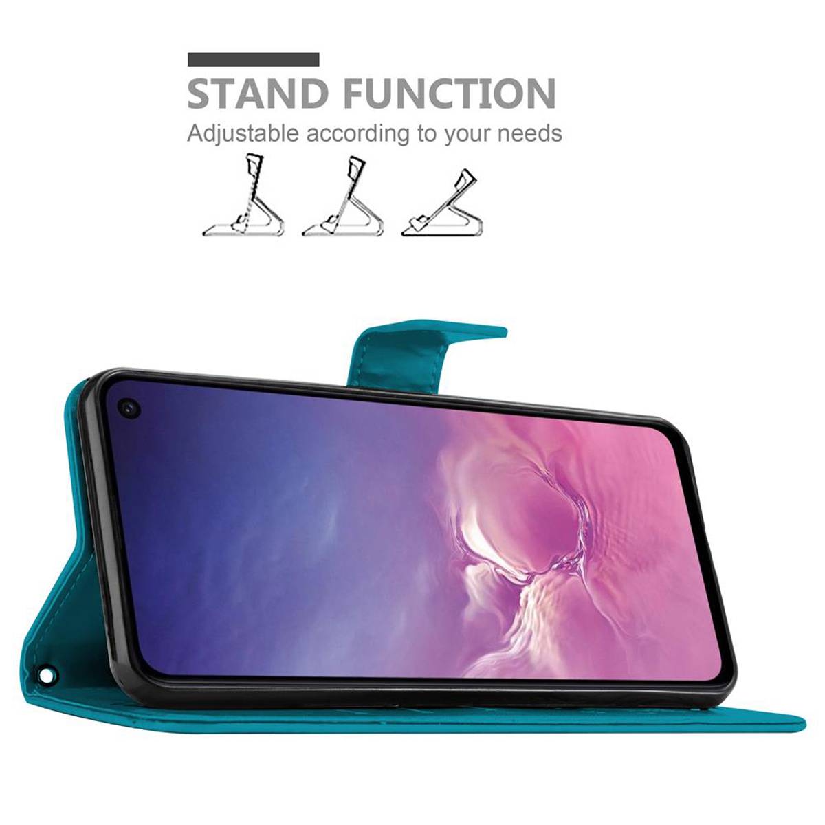 Cadorabo Hülle für Samsung Galaxy S10e Schutz Hülle in Blau Schutzhülle Handy Hülle Etui Case Blumen Flower