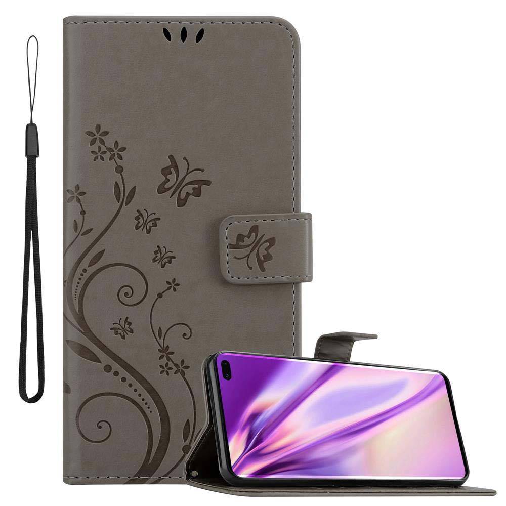 Cadorabo Hülle für Samsung Galaxy S10 PLUS Schutz Hülle in Grau Schutzhülle Handy Hülle Etui Case Blumen Flower