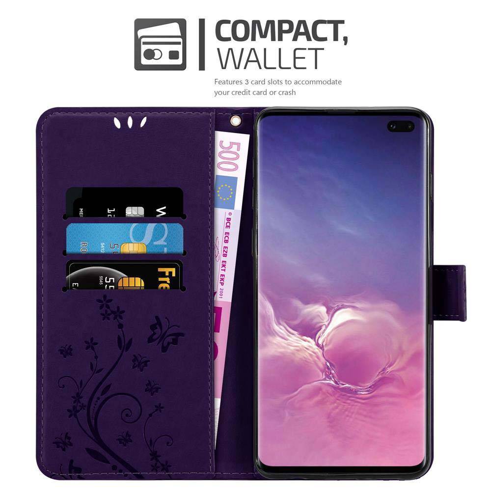 Cadorabo Hülle für Samsung Galaxy S10 PLUS Schutz Hülle in Lila Schutzhülle Handy Hülle Etui Case Blumen Flower