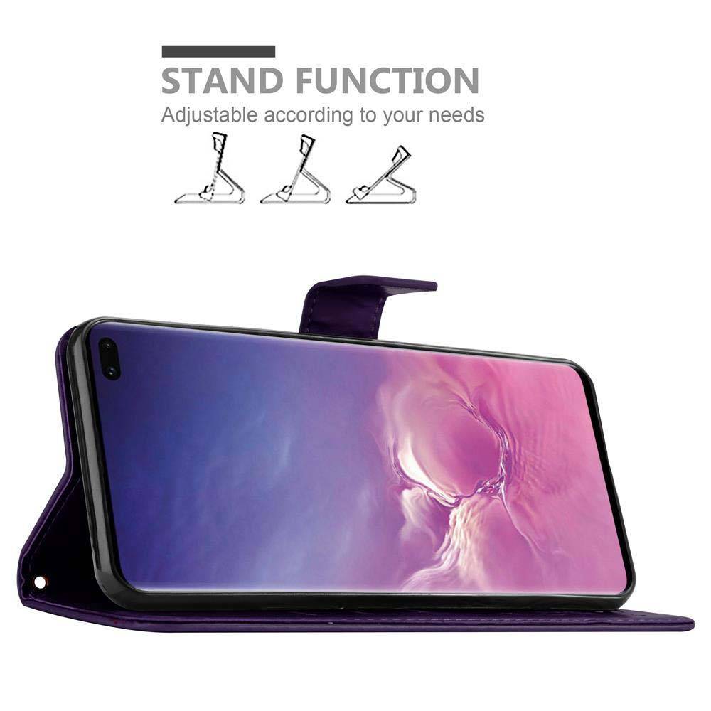 Cadorabo Hülle für Samsung Galaxy S10 PLUS Schutz Hülle in Lila Schutzhülle Handy Hülle Etui Case Blumen Flower