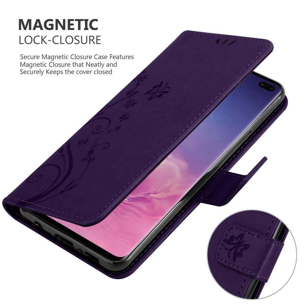 Cadorabo Hülle für Samsung Galaxy S10 PLUS Schutz Hülle in Lila Schutzhülle Handy Hülle Etui Case Blumen Flower