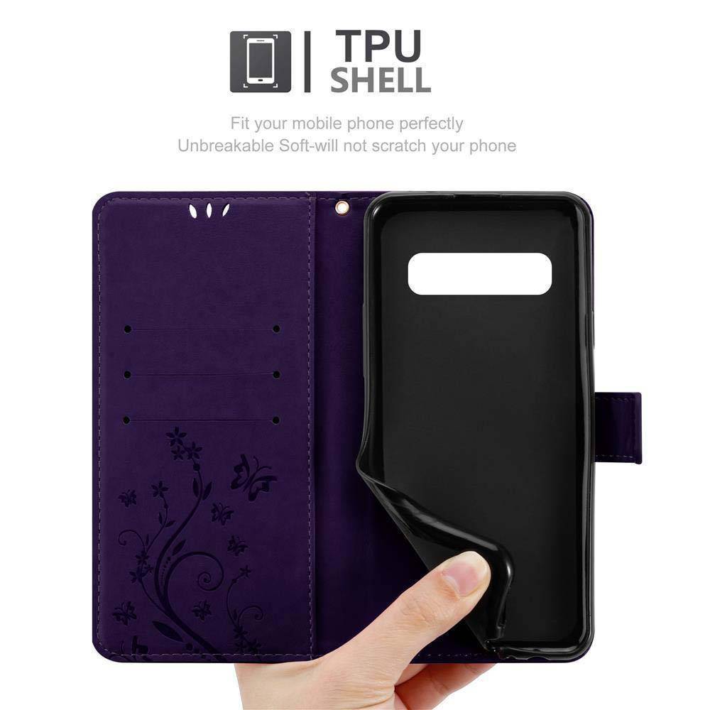Cadorabo Hülle für Samsung Galaxy S10 PLUS Schutz Hülle in Lila Schutzhülle Handy Hülle Etui Case Blumen Flower