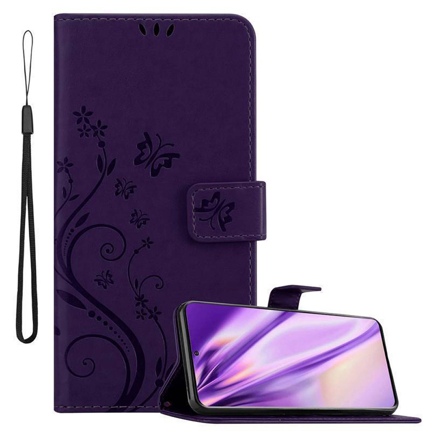Cadorabo Hülle für Samsung Galaxy S20 Schutz Hülle in Lila Schutzhülle Handy Hülle Etui Case Blumen Flower