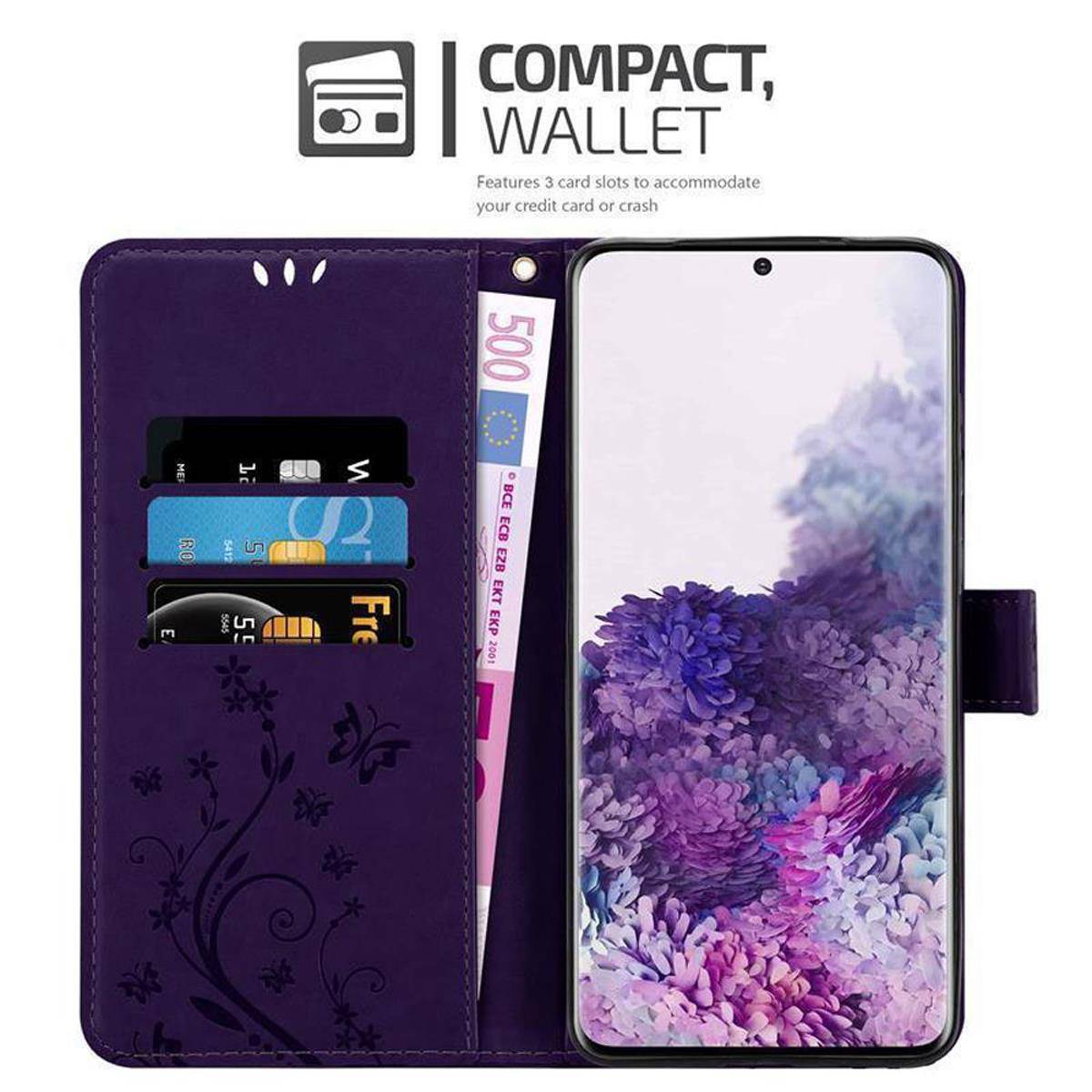 Cadorabo Hülle für Samsung Galaxy S20 Schutz Hülle in Lila Schutzhülle Handy Hülle Etui Case Blumen Flower