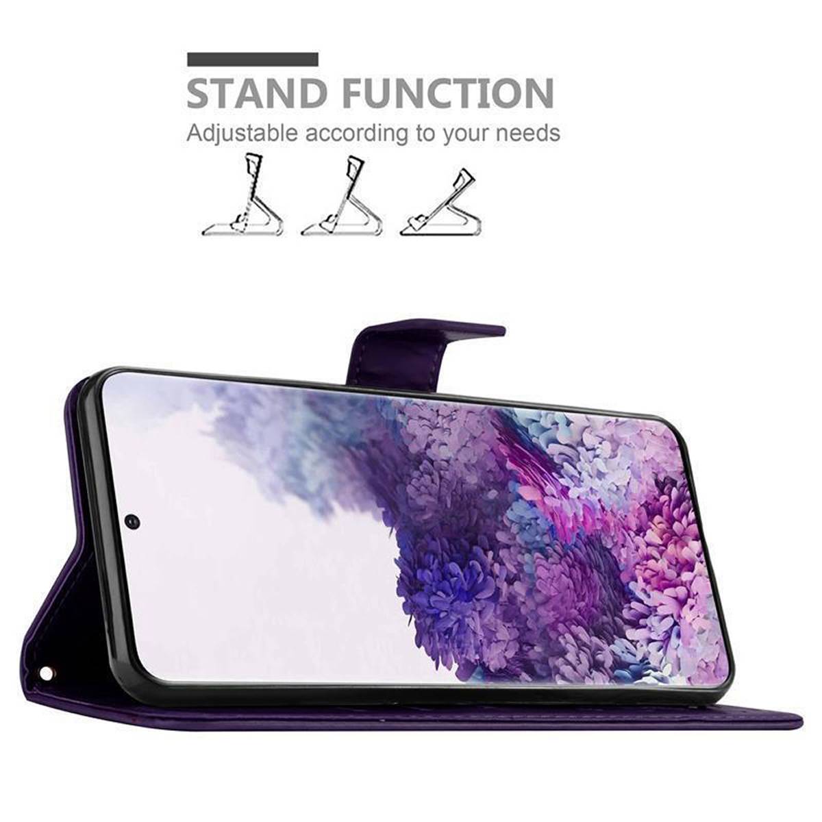 Cadorabo Hülle für Samsung Galaxy S20 Schutz Hülle in Lila Schutzhülle Handy Hülle Etui Case Blumen Flower