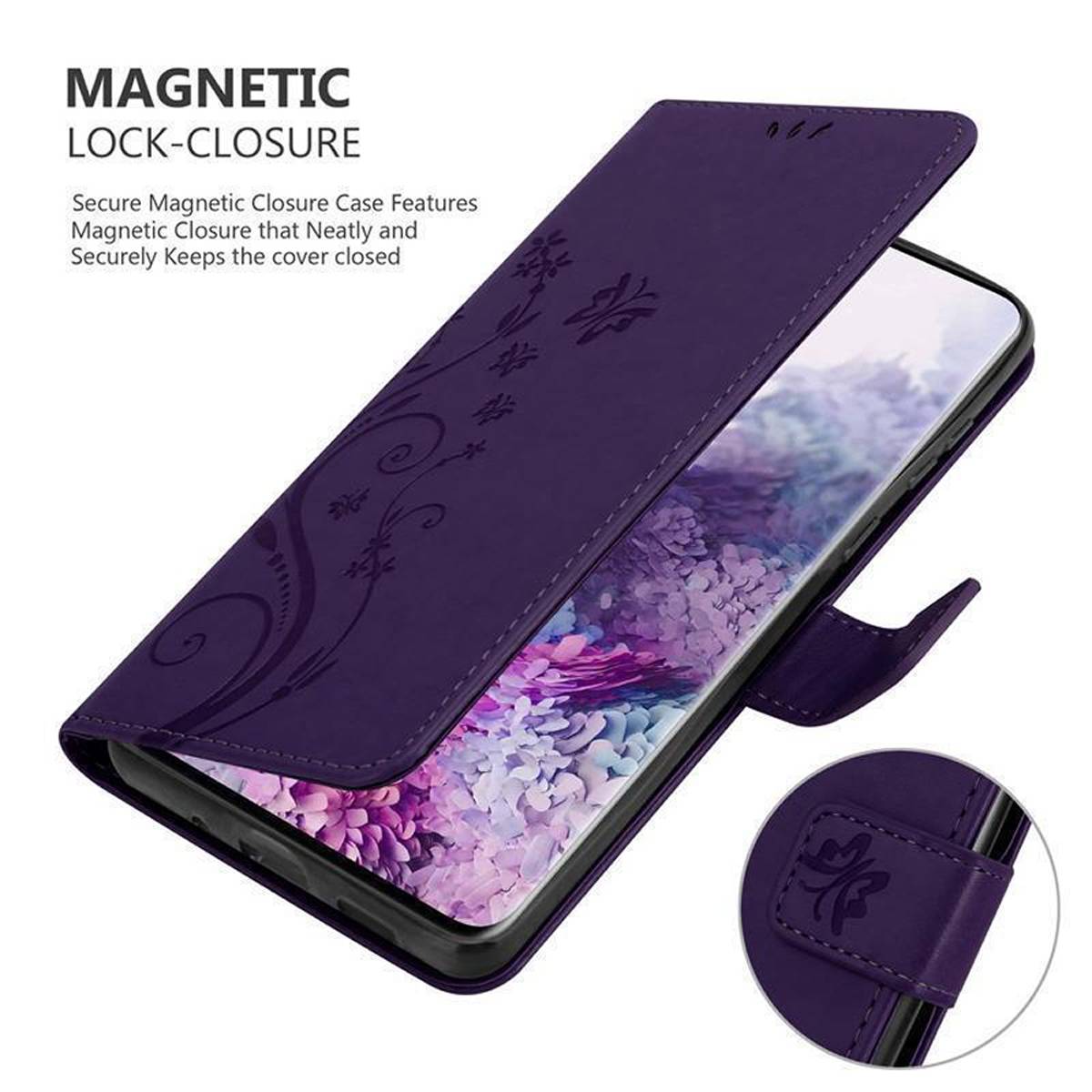 Cadorabo Hülle für Samsung Galaxy S20 Schutz Hülle in Lila Schutzhülle Handy Hülle Etui Case Blumen Flower