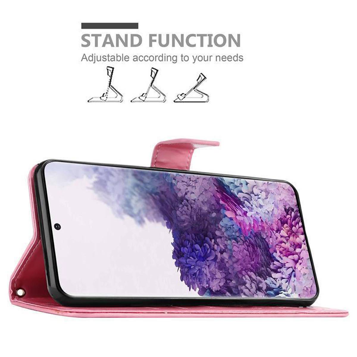 Cadorabo Hülle für Samsung Galaxy S20 Schutz Hülle in Rosa Schutzhülle Handy Hülle Etui Case Blumen Flower
