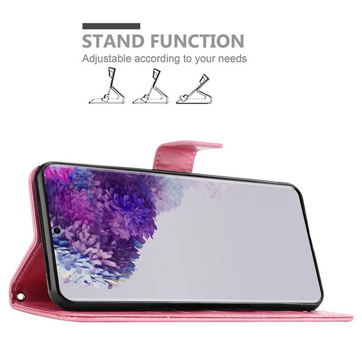 Cadorabo Hülle für Samsung Galaxy S20 ULTRA Schutz Hülle in Rosa Schutzhülle Handy Hülle Etui Case Blumen Flower