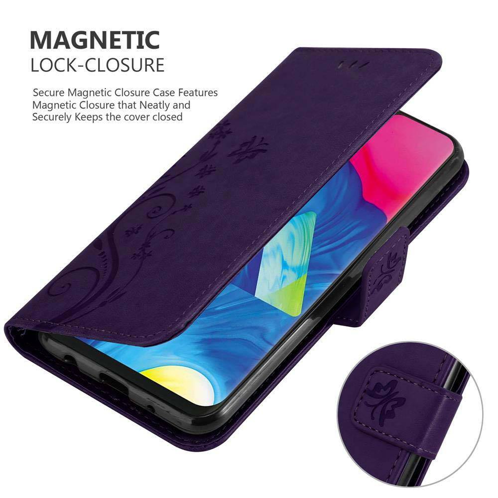 Cadorabo Hülle für Samsung Galaxy A10 / M10 Schutz Hülle in Lila Schutzhülle Handy Hülle Etui Case Blumen Flower