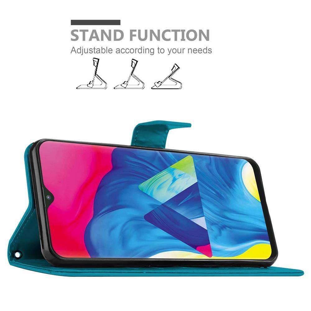 Cadorabo Hülle für Samsung Galaxy A10 / M10 Schutz Hülle in Blau Schutzhülle Handy Hülle Etui Case Blumen Flower