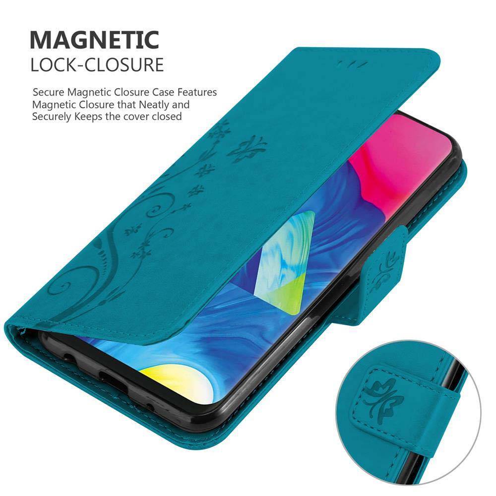 Cadorabo Hülle für Samsung Galaxy A10 / M10 Schutz Hülle in Blau Schutzhülle Handy Hülle Etui Case Blumen Flower
