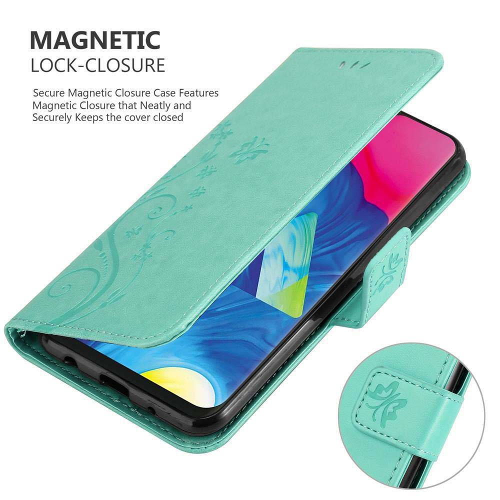 Cadorabo Hülle für Samsung Galaxy A10 / M10 Schutz Hülle in Türkis Schutzhülle Handy Hülle Etui Case Blumen Flower