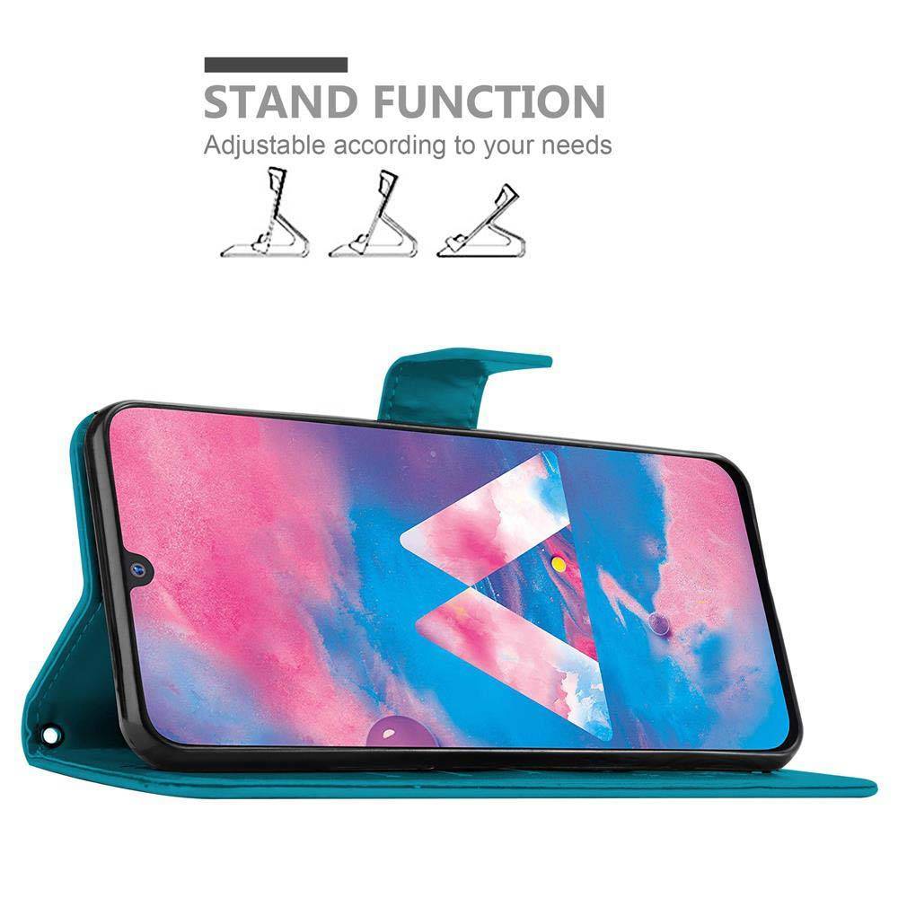 Cadorabo Hülle für Samsung Galaxy M30 / A40s Schutz Hülle in Blau Schutzhülle Handy Hülle Etui Case Blumen Flower