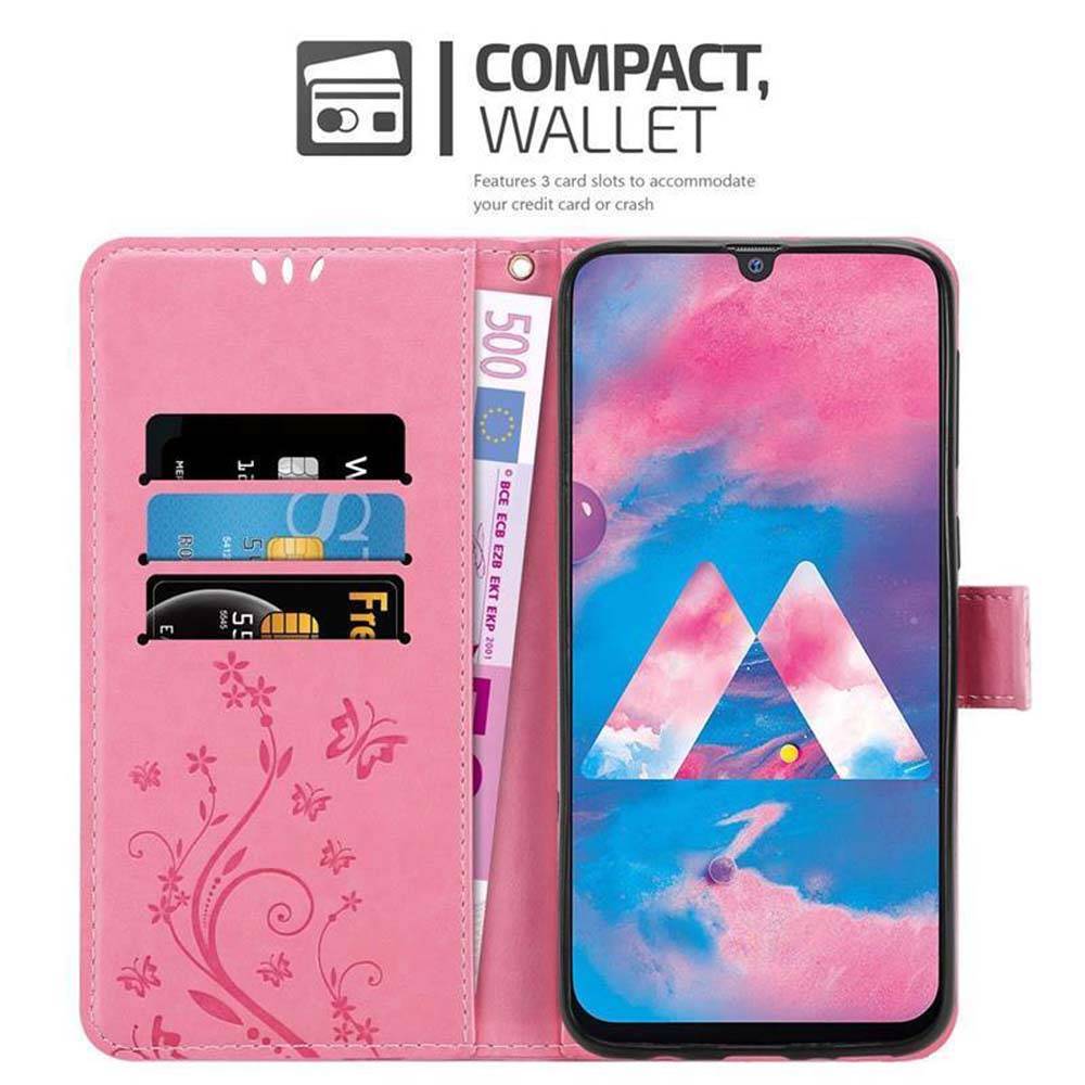Cadorabo Hülle für Samsung Galaxy M30 / A40s Schutz Hülle in Rosa Schutzhülle Handy Hülle Etui Case Blumen Flower