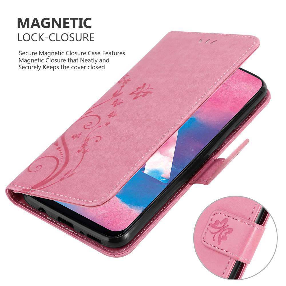 Cadorabo Hülle für Samsung Galaxy M30 / A40s Schutz Hülle in Rosa Schutzhülle Handy Hülle Etui Case Blumen Flower