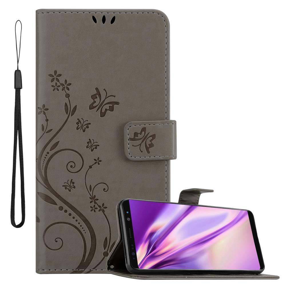 Cadorabo Hülle für Samsung Galaxy NOTE 8 Schutz Hülle in Grau Schutzhülle Handy Hülle Etui Case Blumen Flower