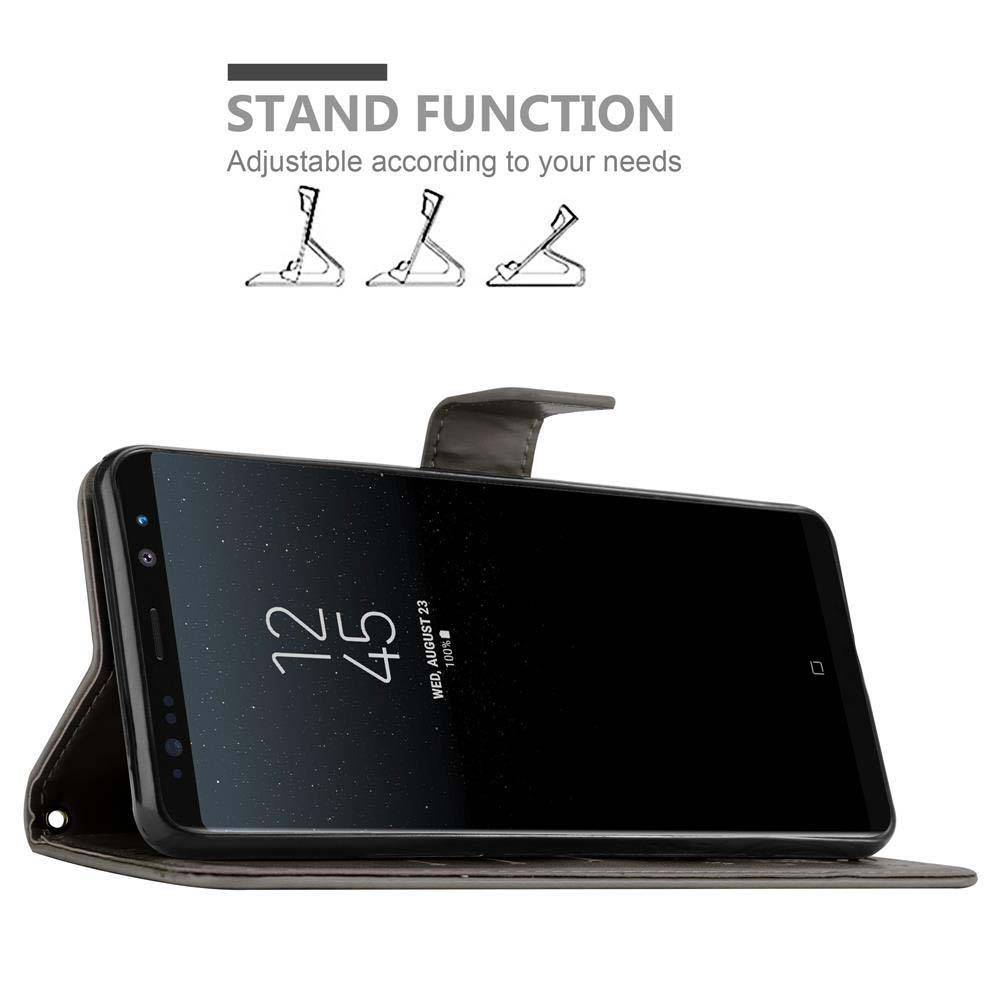 Cadorabo Hülle für Samsung Galaxy NOTE 8 Schutz Hülle in Grau Schutzhülle Handy Hülle Etui Case Blumen Flower
