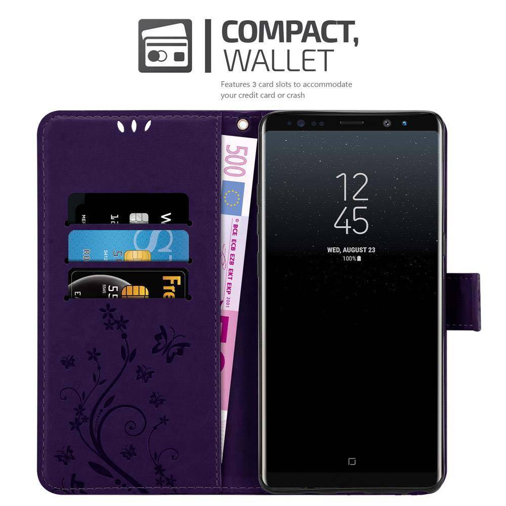 Cadorabo Hülle für Samsung Galaxy NOTE 8 Schutz Hülle in Lila Schutzhülle Handy Hülle Etui Case Blumen Flower