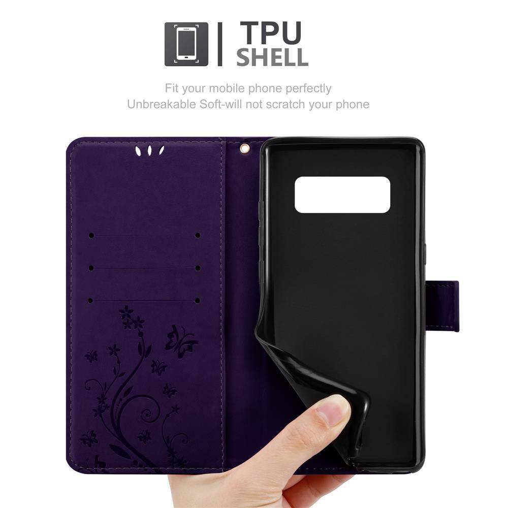 Cadorabo Hülle für Samsung Galaxy NOTE 8 Schutz Hülle in Lila Schutzhülle Handy Hülle Etui Case Blumen Flower