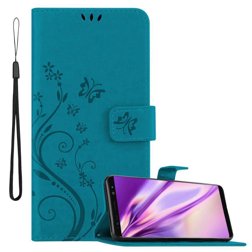 Cadorabo Hülle für Samsung Galaxy NOTE 8 Schutz Hülle in Blau Schutzhülle Handy Hülle Etui Case Blumen Flower
