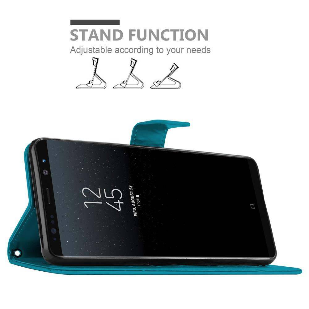 Cadorabo Hülle für Samsung Galaxy NOTE 8 Schutz Hülle in Blau Schutzhülle Handy Hülle Etui Case Blumen Flower