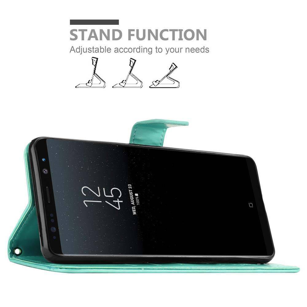Cadorabo Hülle für Samsung Galaxy NOTE 8 Schutz Hülle in Türkis Schutzhülle Handy Hülle Etui Case Blumen Flower