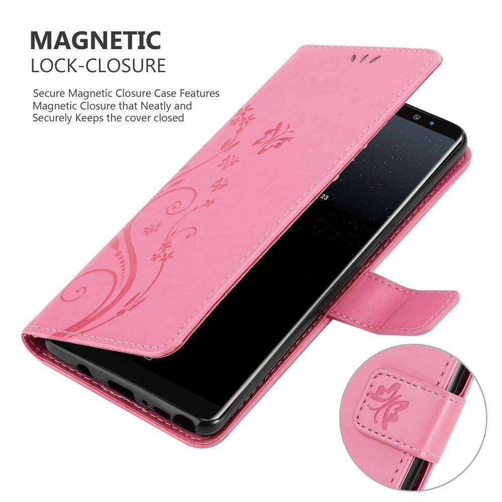 Cadorabo Hülle für Samsung Galaxy NOTE 8 Schutz Hülle in Rosa Schutzhülle Handy Hülle Etui Case Blumen Flower