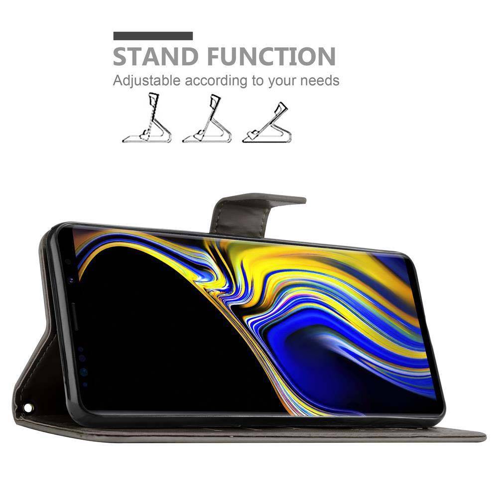 Cadorabo Hülle für Samsung Galaxy NOTE 9 Schutz Hülle in Grau Schutzhülle Handy Hülle Etui Case Blumen Flower
