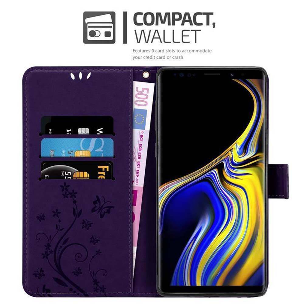 Cadorabo Hülle für Samsung Galaxy NOTE 9 Schutz Hülle in Lila Schutzhülle Handy Hülle Etui Case Blumen Flower