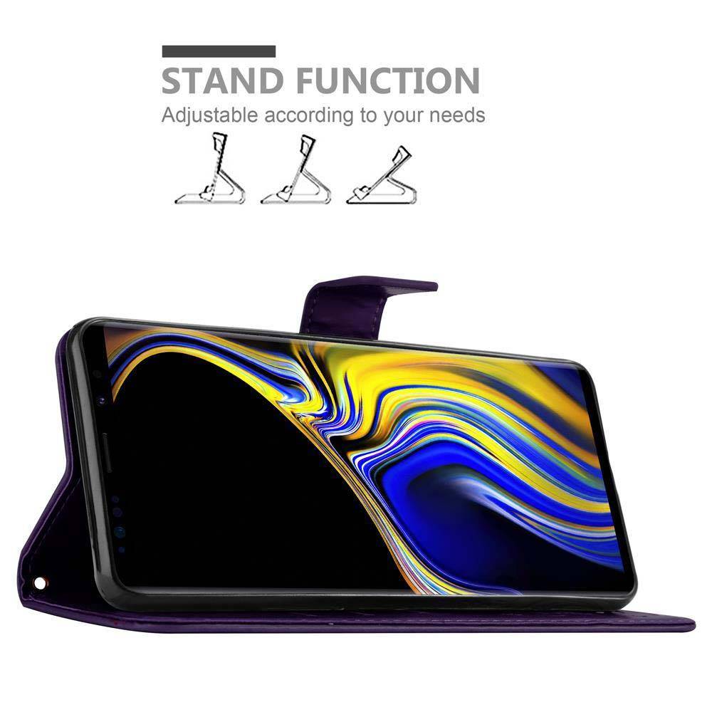 Cadorabo Hülle für Samsung Galaxy NOTE 9 Schutz Hülle in Lila Schutzhülle Handy Hülle Etui Case Blumen Flower