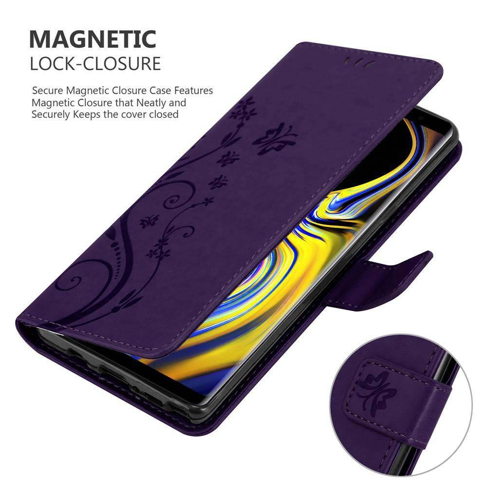 Cadorabo Hülle für Samsung Galaxy NOTE 9 Schutz Hülle in Lila Schutzhülle Handy Hülle Etui Case Blumen Flower