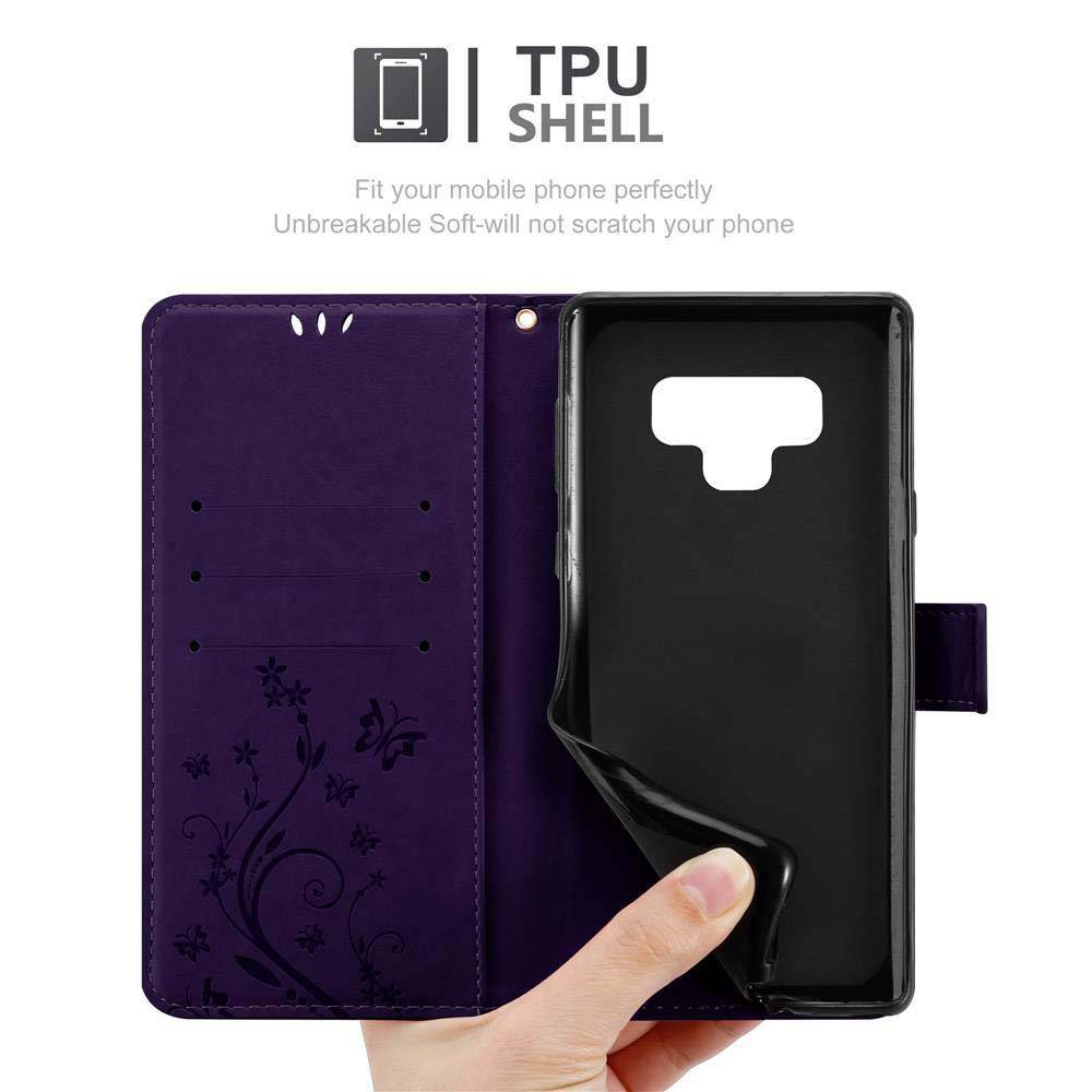 Cadorabo Hülle für Samsung Galaxy NOTE 9 Schutz Hülle in Lila Schutzhülle Handy Hülle Etui Case Blumen Flower