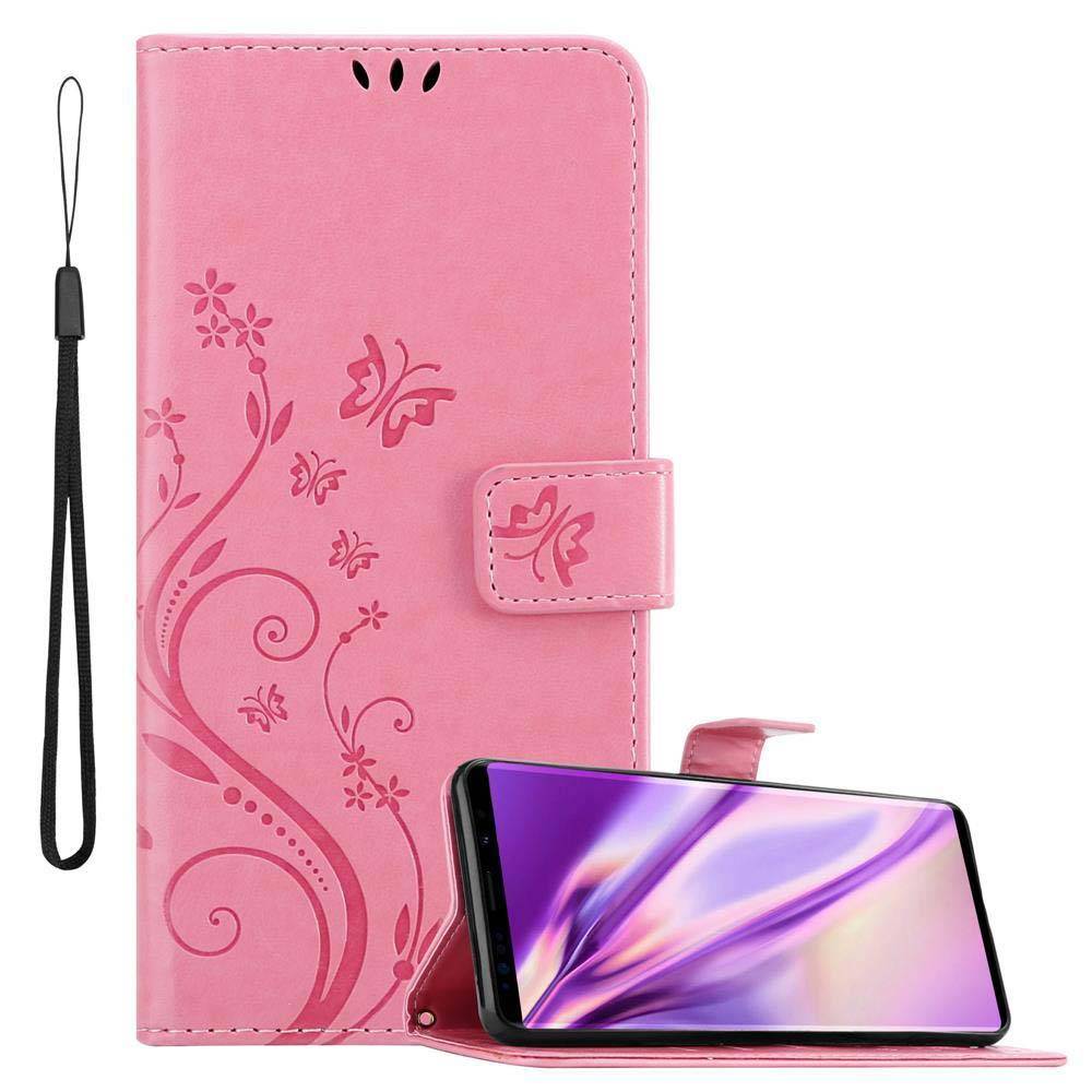 Cadorabo Hülle für Samsung Galaxy NOTE 9 Schutz Hülle in Rosa Schutzhülle Handy Hülle Etui Case Blumen Flower